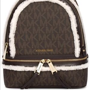 Micheal Kora Rhea fur zip brown backpack